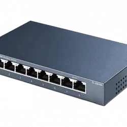 Switch - TP-Link TL-SG108, 8 puertos RJ-45, Gigabit Ethernet (10/100/1000), Negro