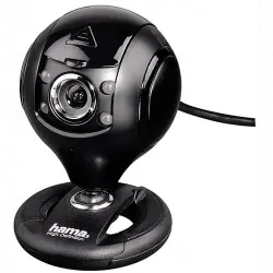 Webcam - Hama 00053950, HD 1280x720p, Para PC y Mac, Micrófono, USB, 360º, Negro