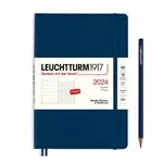 Agenda anual 2024 Leuchtturm 1917 A5 semana vista tapa blanda + notas Navy
