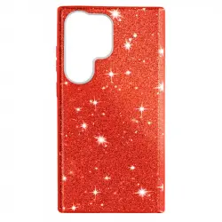 Carcasa Purpurina Para Samsung Galaxy S23 Ultra Desmontable Rojo