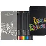 Estuche de metal con 12 lápices de color Faber-Castell Black Edition