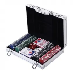 Homcom Maletín de Poker Profesional con 200 Fichas Juego Set de Póker Casino