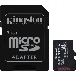 Kingston Industrial MicroSDXC 64GB UHS-I U3 V30 Clase 10 + Adaptador SD