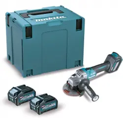 Makita GA022GM201 Mini Amoladora Angular BL 40V XGT 115 mm con 2 Baterías y Maletín