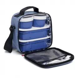 TATAY Urban Food Casual Bolsa Térmica Porta Alimentos 3L con Recipientes Denim Blue