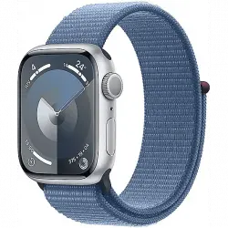 Apple Watch Series 9 (2023), GPS, 41 mm, Gesto de doble toque, Caja aluminio plata, Correa Sport Loop azul invierno