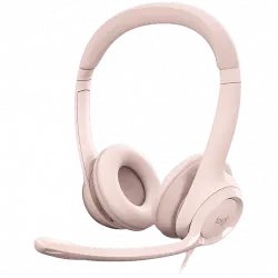 Auriculares - Logitech USB Headset H390, De diadema, Con cable, Para PC, Micrófono, Cancelación de ruido, Rosa