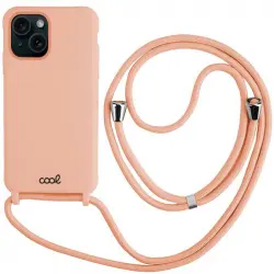 Cool Funda Cordón Liso Rosa para iPhone 15