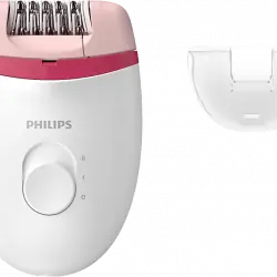 Depiladora - Philips BRE235/00, con cable compacta, Cepillo de limpieza y cabezal para zonas sensibles, Rosa