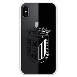Funda Licencia Oficial Club Deportivo Badajoz Escudo Fondo Negro y Transparente para iPhone X