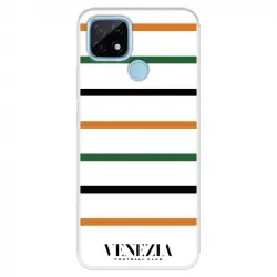 Funda Para Realme C21 Del Venezia Fondo Blanco Rayas - Licencia Oficial Venezia Football Club
