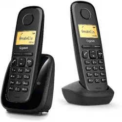 Teléfono - Gigaset A180, Duo, Pantalla 1.5", 50 contactos, Identificador llamadas, Rellamada, Negro