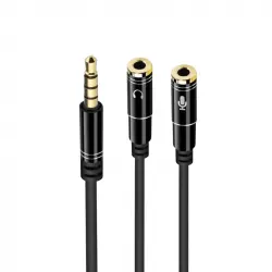 Ewent Cable Adaptador Audio Jack 3.5M a 2x Jack 3.5H de 3 Pines 30cm Negro