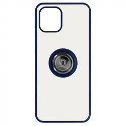 Funda Bimaterial Para Samsung Galaxy A03 Con Anillo Metálico Portavideos - Azul