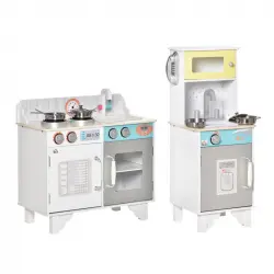Homcom Set 2 Cocinas Infantiles de Madera Blanca