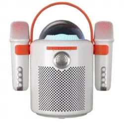 Klack Altavoz Bluetooth Karaoke con Luz RGB con 2 Micrófonos Blanco