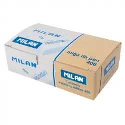 Milan Caja de 6 Gomas de Borrar 406 Miga de Pan Flexible Grandes para Borrar y Limpiar
