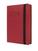 Agenda anual 2024 Finocam A6 Flexi Lisa F4 día por página Rojo