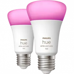 Bombilla inteligente - Philips Hue A60 E27, 2 unidades, Luz Blanca y de Colores, 5W, Alexa Google Home