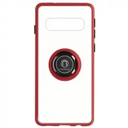 Funda Bimaterial Samsung Galaxy S10 Anillo Metálico Soporte Vídeo Rojo