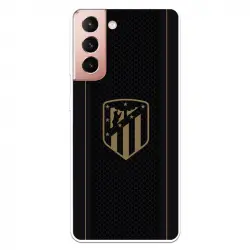 Funda Para Samsung Galaxy S21 Licencia Oficial Atlético De Madrid Escudo Dorado Fondo Negro