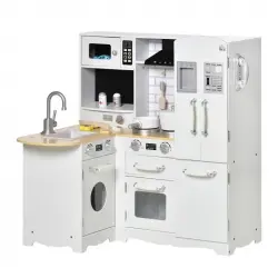 Homcom Cocina de  Madera con Accesorios
