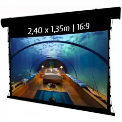 Kimex Pantalla de Proyección Motorizada Tensionada 2.40x1.35m Formato 16:9 Wi-Fi Negra