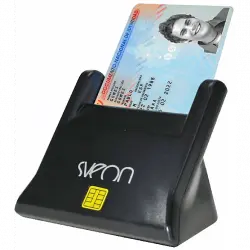 Lector DNI electrónico - Sveon SCT022, LED, USB, base, Smart Cards, color negro