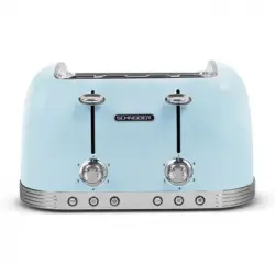 Schneider Scto4bl Tostadora Vintage 4 Ranuras Función Descongelación Color Azul