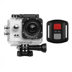 Action Cam Pro Wireless 4k Klack Con Mando Camara Deportiva Bici, Aquatica Plata