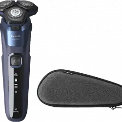 Afeitadora eléctrca - Philips Serie 5000 S5585/30, 60 min, Tecnología SkinIQ, Sensor de barba, Seco/ mojado, Azul medianoche
