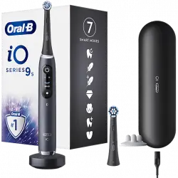 Cepillo eléctrico - Oral-B iO 9S, Seguimiento 3D, Sensor de Presión, Estuche Carga, Diseñado Por Braun, Negro