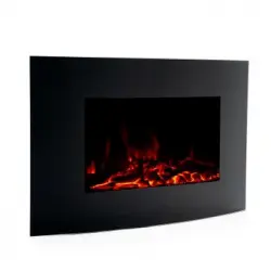 Chimenea Eléctrica De Pared 2000w Kekai Jersey 88x15x56 Cm Con Simulación De Fuego Negra Mando Incluido Para Interior