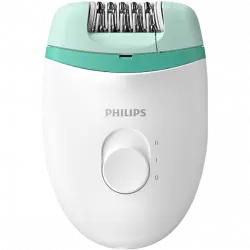 Depiladora - Philips BRE224/00, con cable compacta, 2 velocidades, Cabezal lavable, verde