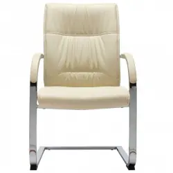 VidaXL Silla de Oficina Voladiza de Cuero Sintético Crema