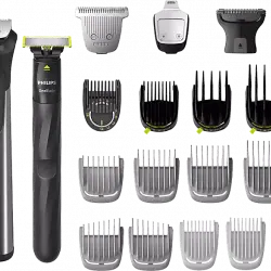 Afeitadora corporal - Philips Series 9000 MG9553/15, 20 en 1, Recorte uniforme, OneBlade para líneas limpias, Hasta 120 min, Gris