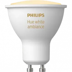 Bombilla inteligente - Philips Hue GU10, Luz Blanca de Cálida a Fría, 3W, Compatible con Alexa y Google Home