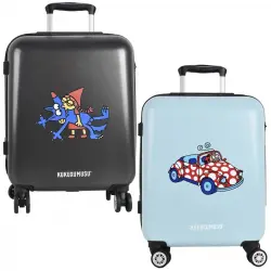 Kukuxumusu Set 2 Maletas De Viaje 4 Ruedas 360º, Candado, 56,5x42x21 Cm Negro Y Azul Turquesa