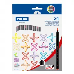Milan 61264 Caja de 24 Rotuladores Punta Pincel Colores Surtidos