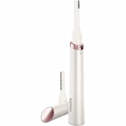 Rasuradora - Philips HP6393, Lápiz recortador para cuerpo y cara, Para retoques instantáneos, Moldeador de cejas, Blanco rosa