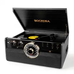 Rockolla - Tocadiscos Vanguard Con Bluetooth, CD, Radio, USB, Grabadora, Casete, MP3 Y Tarjetas SD