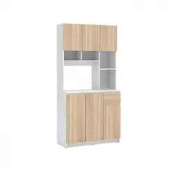 Aparador De Cocina Nizali 1 Cajón 89.6x39.9x181.4 Cm Color Color Natural Claro, Blanco Venta-unica