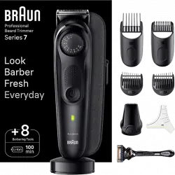 Barbero - Braun Series 7 BT7440, Recortadora De Barba, Lámina ProBlade, 6 Accesorios, 100 min autonomía