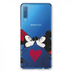Funda Para Samsung Galaxy A7 2018 Oficial De Disney Mickey Y Minnie Beso - Clásicos Disney