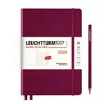 Agenda anual 2024 Leuchtturm 1917 A5 semana vista tapa dura + notas Port Red