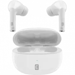 Auriculares True Wireless - CellularLine BTFLICKTWSW, De botón, Bluetooth 5.0, 5 h, Blanco + Estuche de carga