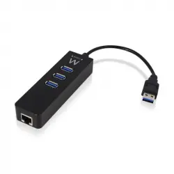 Ewent Hub 3 Puertos USB 3.1 Gen1 con Puerto de Red Gigabit