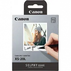 Papel fotográfico - Canon XS-20L, Para Selphy Square QX-10, 20 impresiones, Blanco