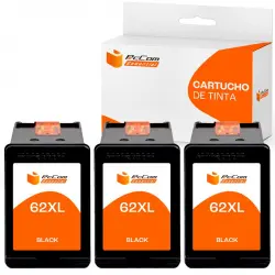 Pccom Essential HP 62XL Cartucho Tinta Compatible Negro Pack 3