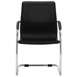 VidaXL Silla de Oficina Voladiza Cuero Sintético Negro